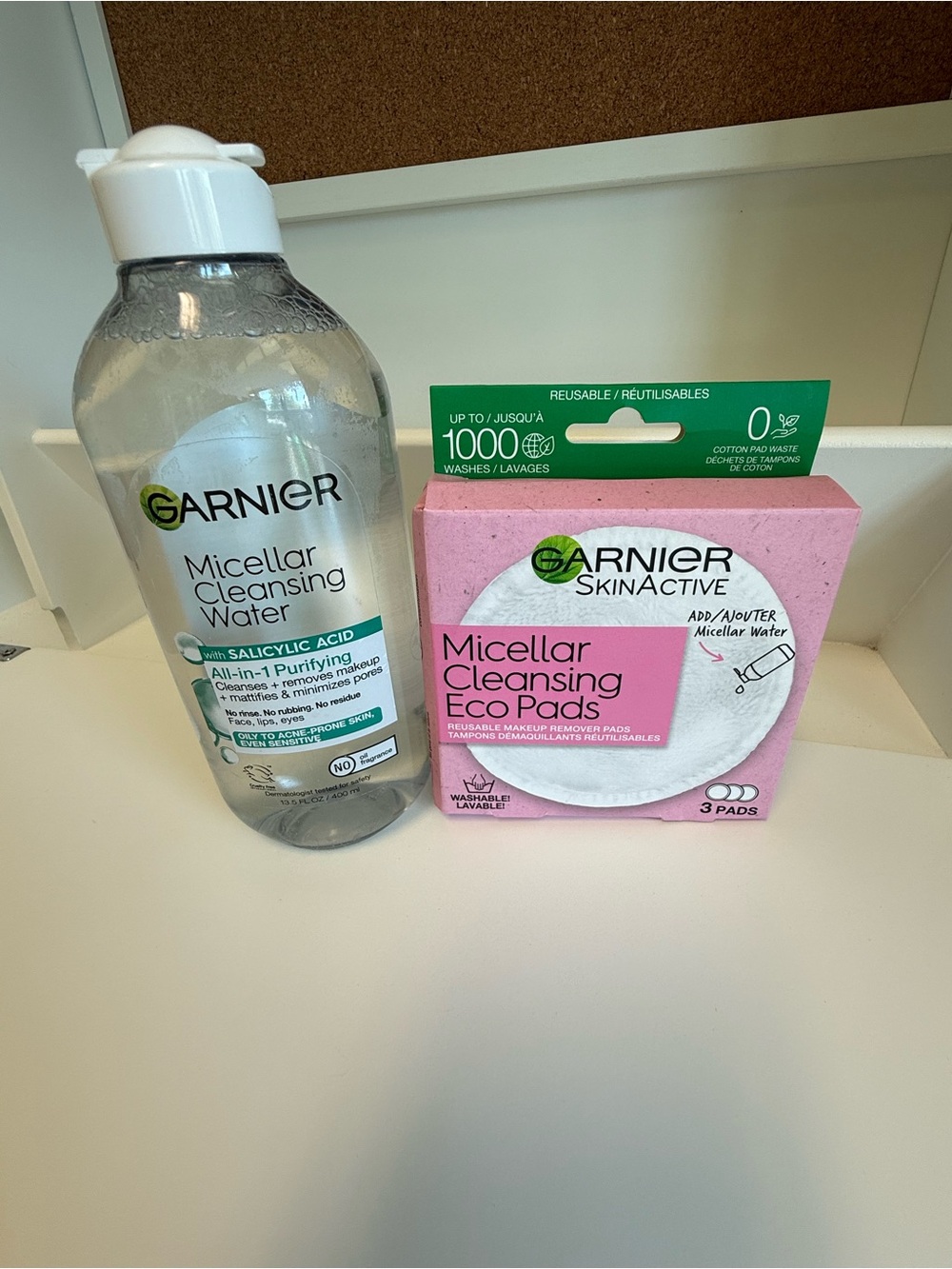 Garnier Micellar Cleansing Water with Salicylic  Acid & Eco Pads Set- NEW